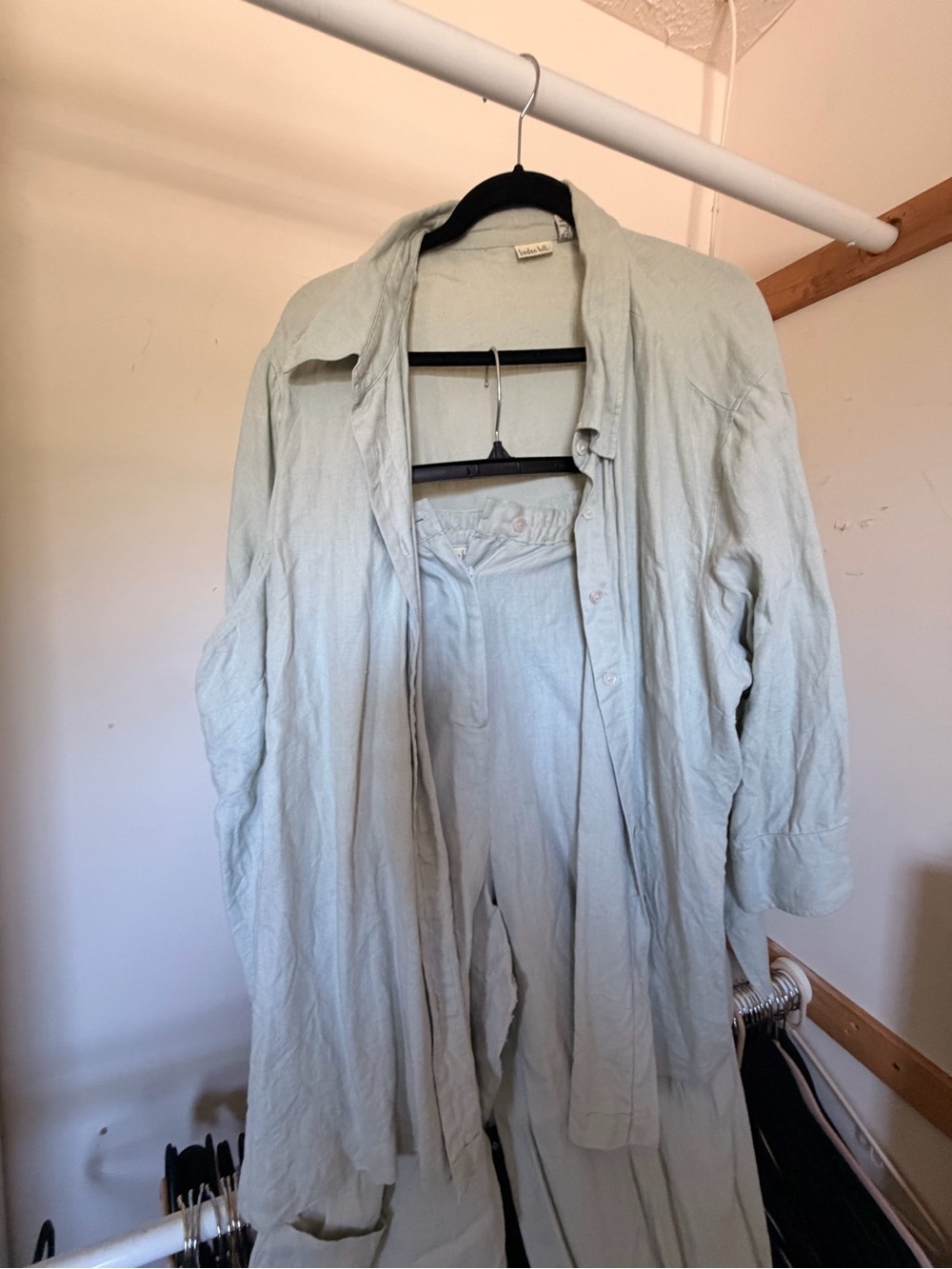Linden Light Sage Green Linen Shirt & Pants Set